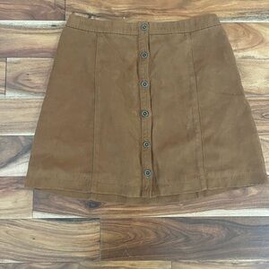 Hollister Tan suede mini skirt with buttons down the front size 5